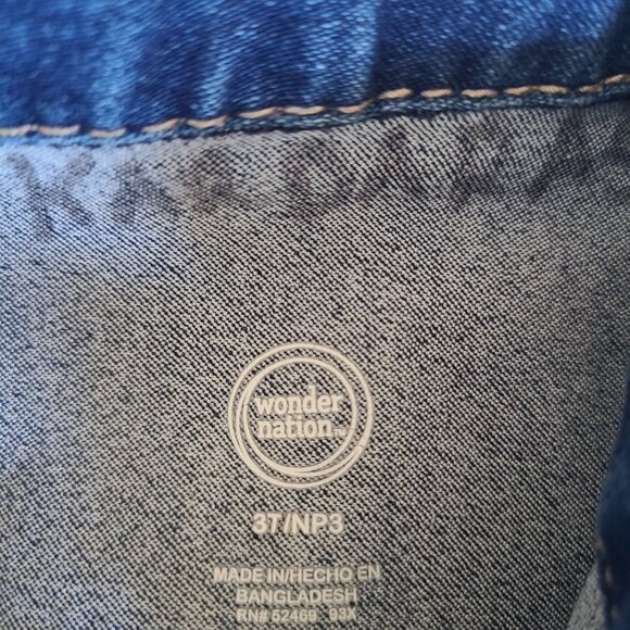 Wonder Nation Denim Jacket 3T Girls Dark Wash Button-Up Pockets Cotton - Picture 4 of 7